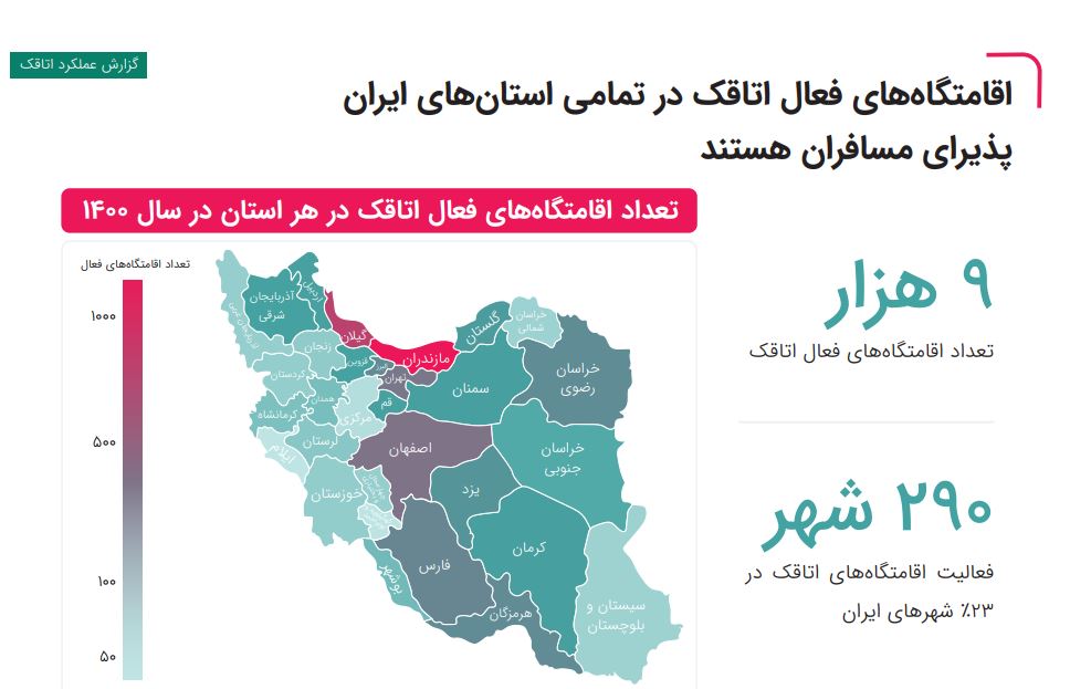 اقامتگاههای فعال اتاقک در تمامی استانهای ایران