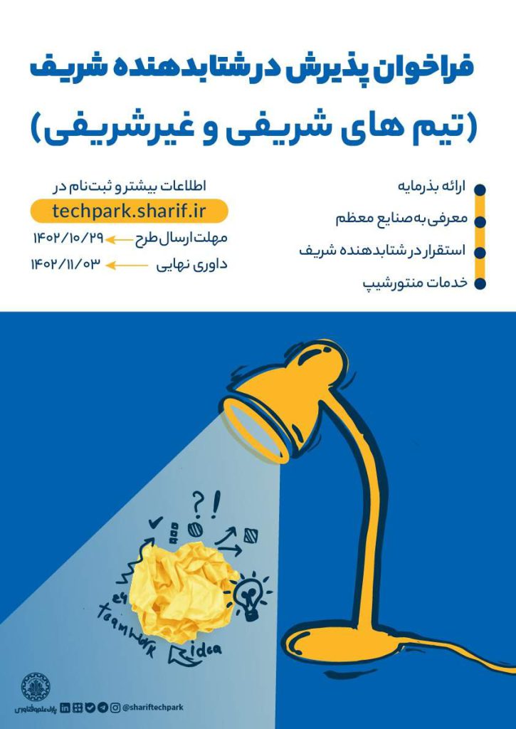 فراخوان شتابدهی پارک علم و فناوری دانشگاه شریف